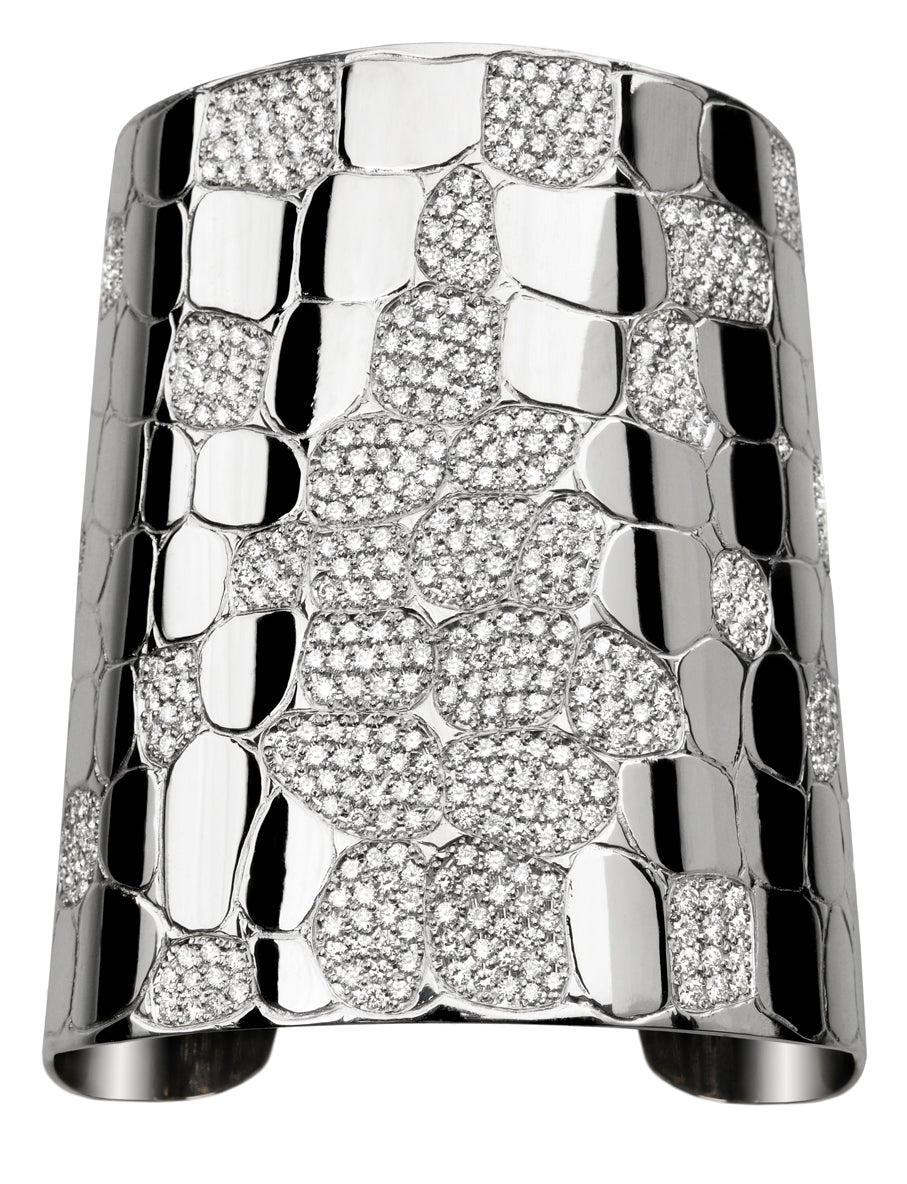 Brazalete Pieza Única Cocodrilo Oro Diamantes