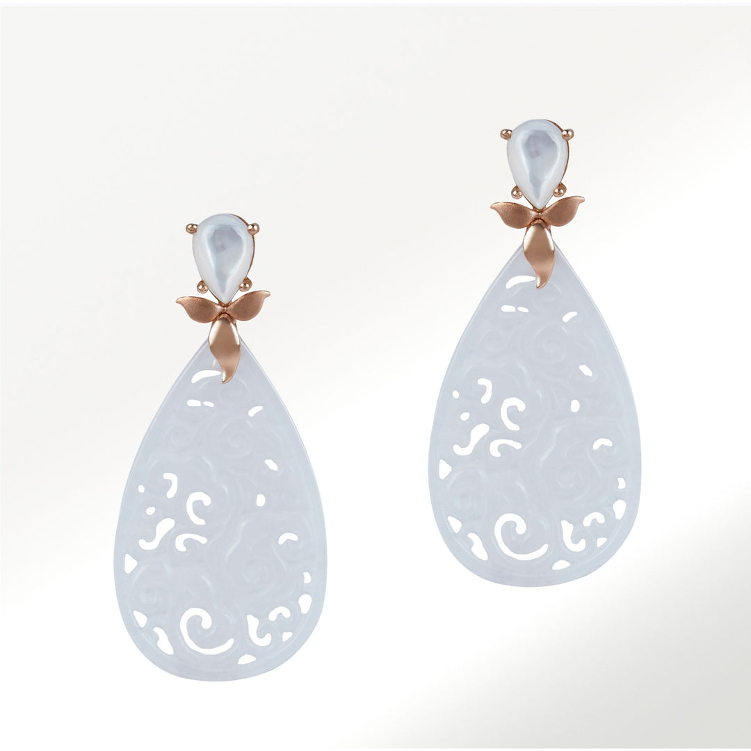 Pendientes Flores Jade Blanco Madreperla
