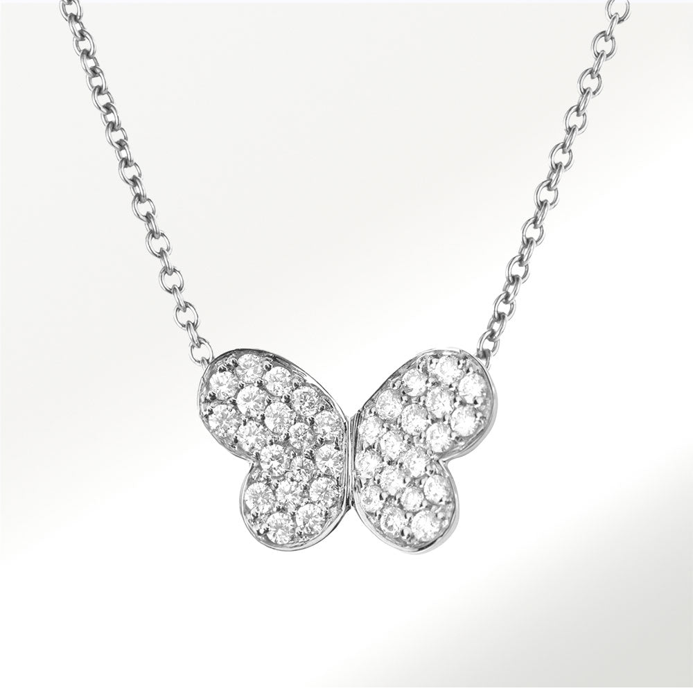 Colgante de la Colección Mariposas de oro blanco de 18 quilates y con diamantes by Elena Carrera