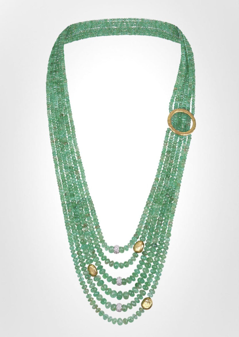 Collar Pieza Única Esmeraldas Oro Diamantes