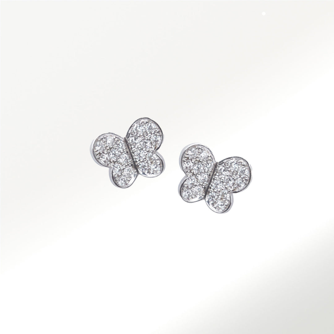 Pendientes de la colección Mariposas de oro blanco de 18 quilates con diamantes de 0’53 quilates BY ELENA CARRERA