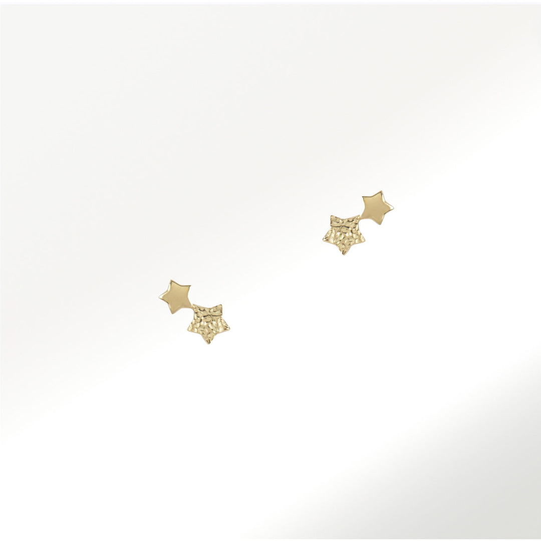 Pendientes Doble Estrella Oro Amarillo