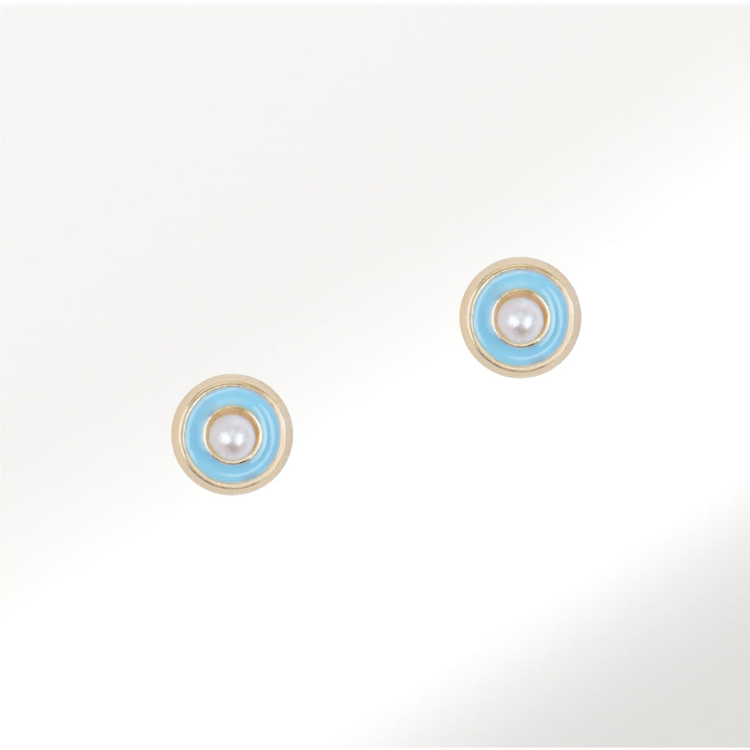 Pendientes Mini Geometría Esmalte Azul Perla