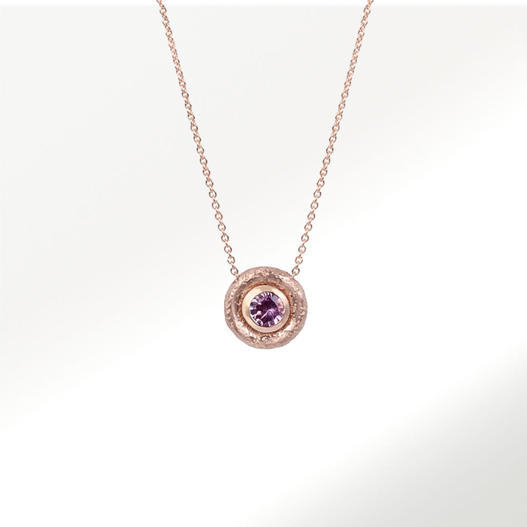 Colgante de la Colección Bubbles de oro rosa de 18 quilates con zafiro rosa by Elena Carrera