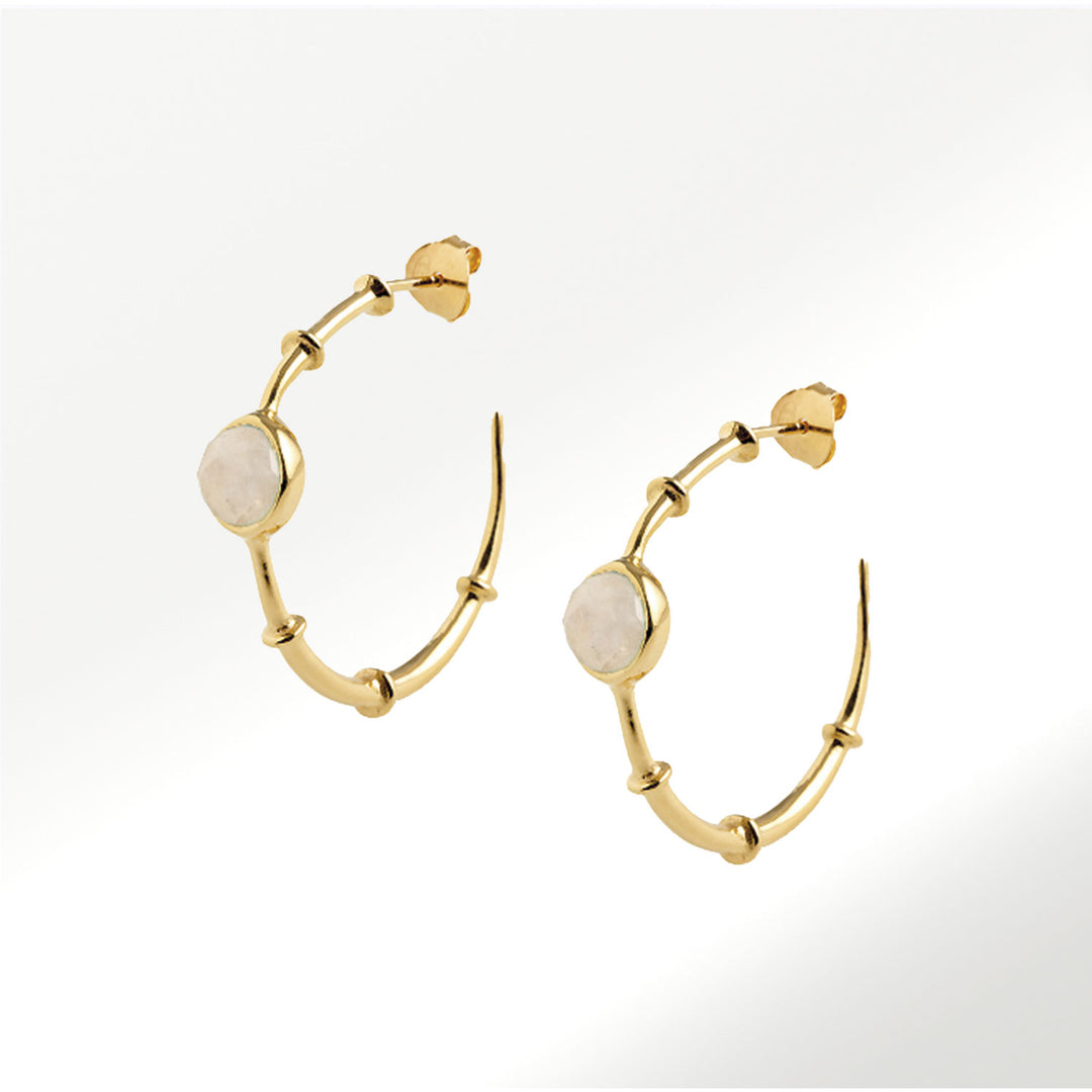 Aros Silver Hoops con piedra luna
