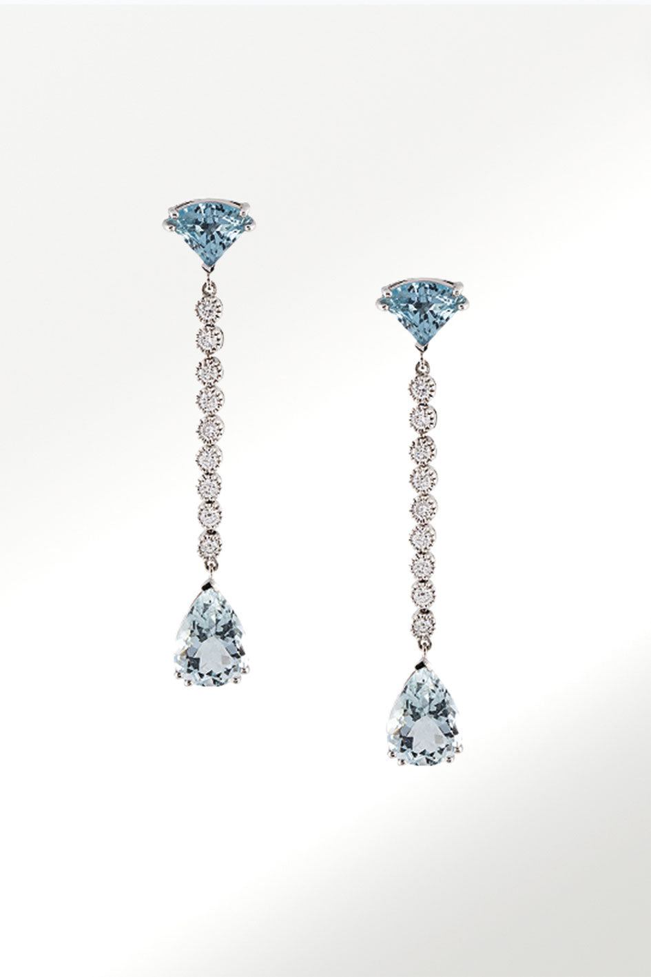 Pendientes Pieza Única Aguamarinas Diamantes