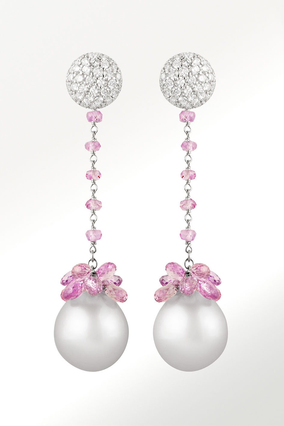 Pendientes Pieza Única Perlas Australianas Zafiros Diamantes