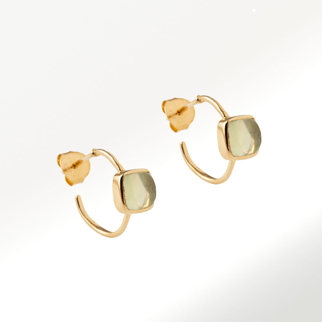Aros Silver Hoops Prehnita