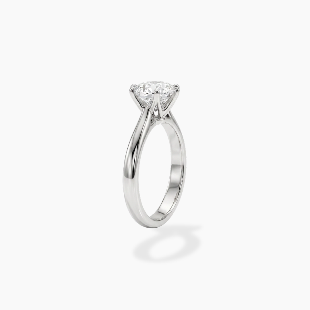 Solitario Seis Garras — Anillo de compromiso en oro blanco 18k con diamante de laboratorio
