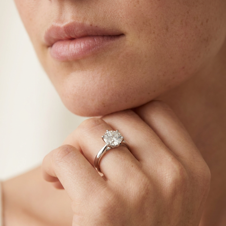 Solitario Seis Garras — Anillo de compromiso en oro blanco 18k con diamante de laboratorio