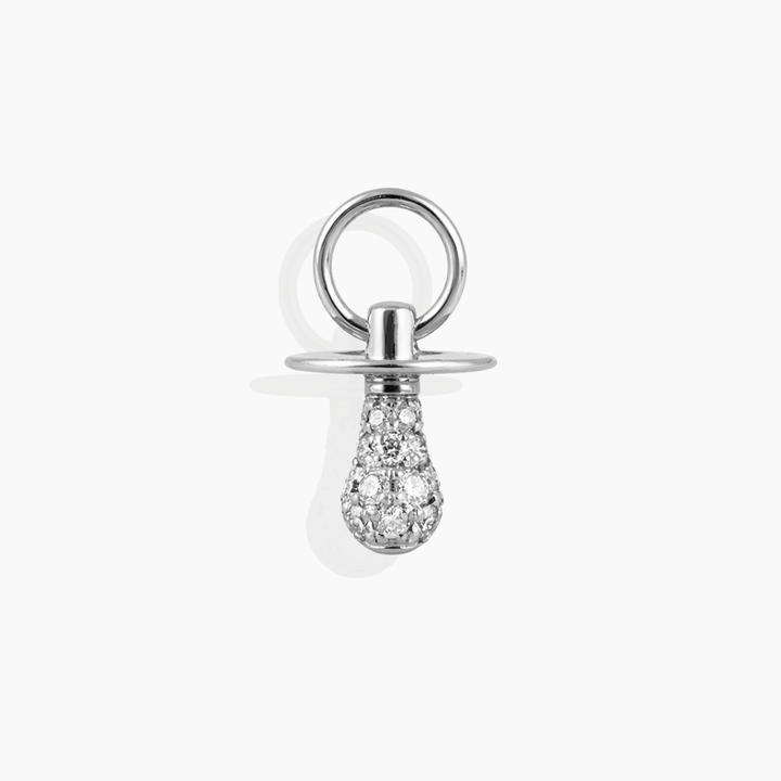 Colgante Chupete 12mm Oro Blanco Diamantes
