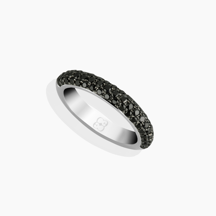 Alianza Texturas 3mm Oro Blanco Diamantes Negros