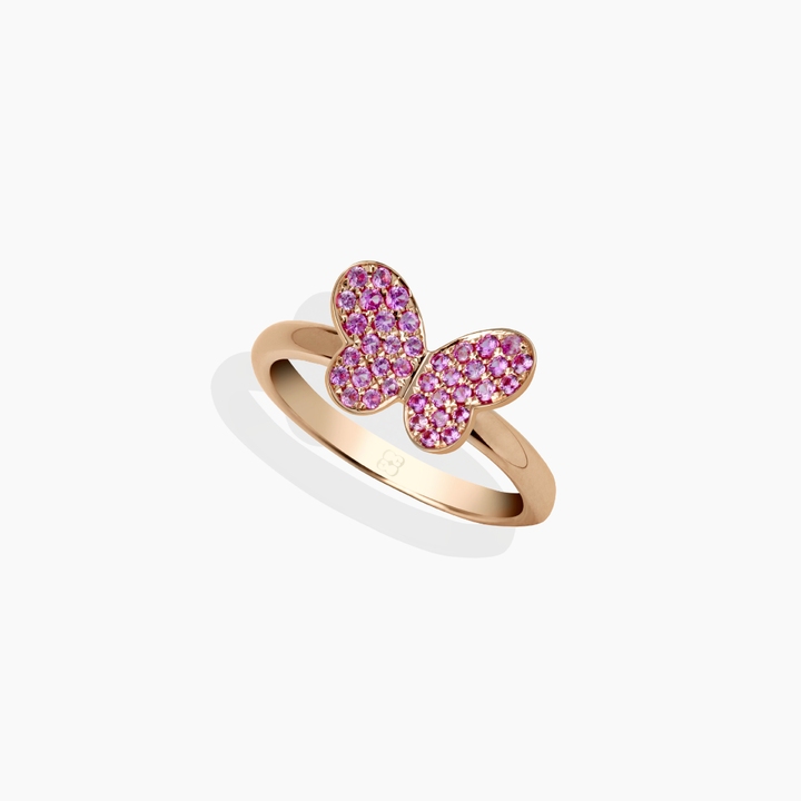 Anillo Mariposa Oro Rosa Zafiros Rosas