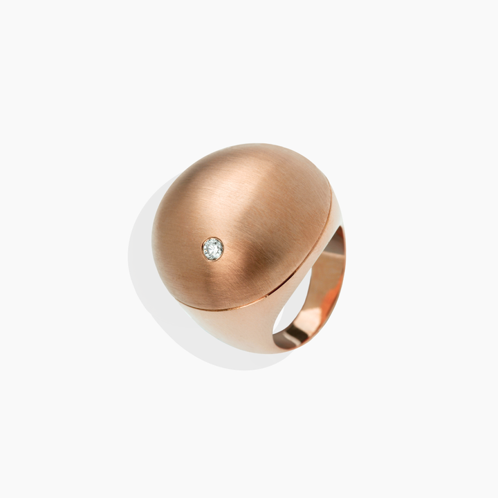 Anillo Origen Oro Rosa Mate Diamante