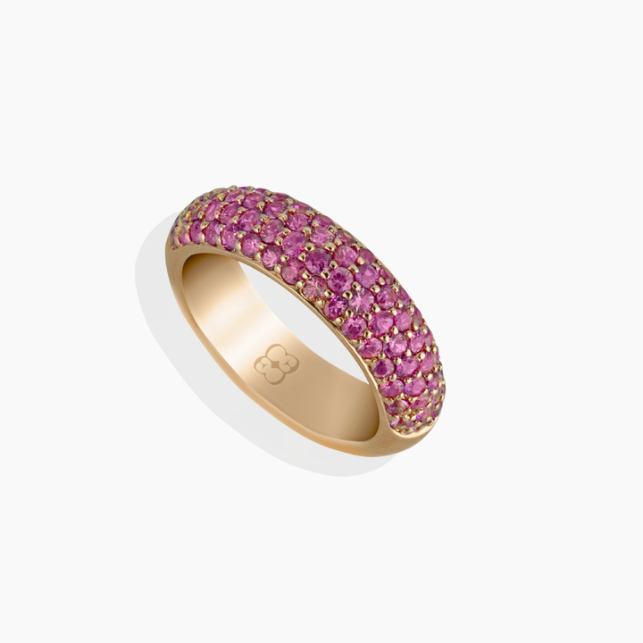 Anillo Texturas 6mm Oro Rosa Zafiros Rosas