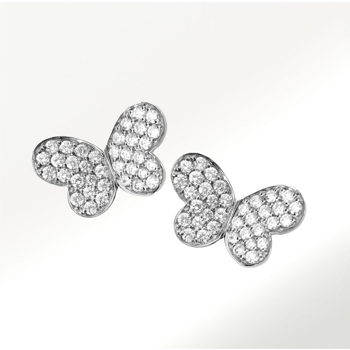 Pendientes de la colección Mariposas de oro blanco de 18 quilates con diamantes de 0’77 quilates by Elena Carrera