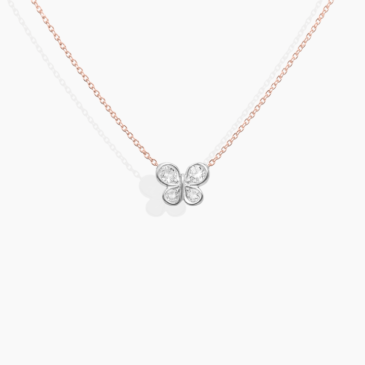 Mariposa Mini — Collar de oro rosa 18k con diamantes