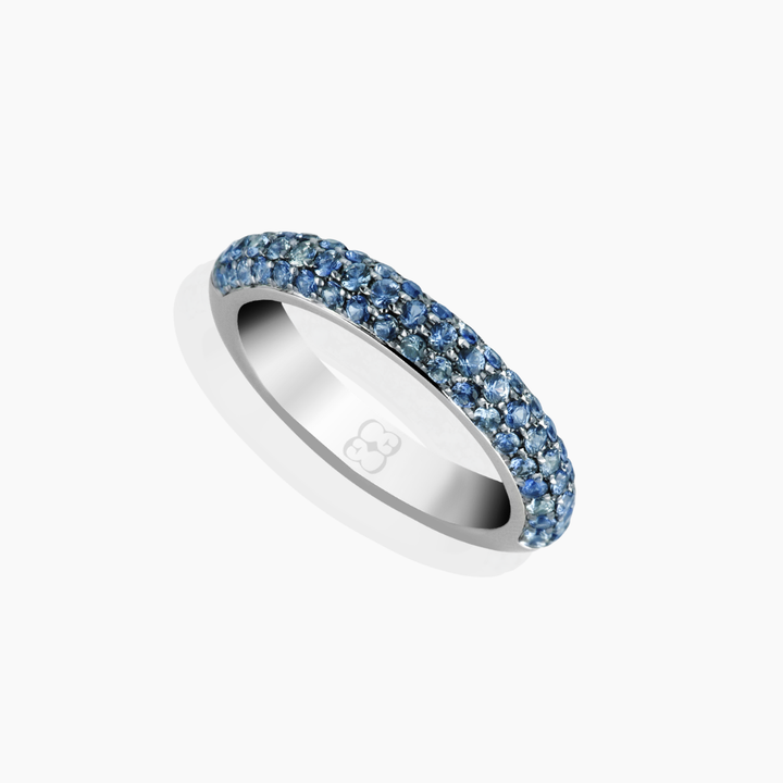 Alianza Texturas 3mm Oro Blanco Zafiros Azules
