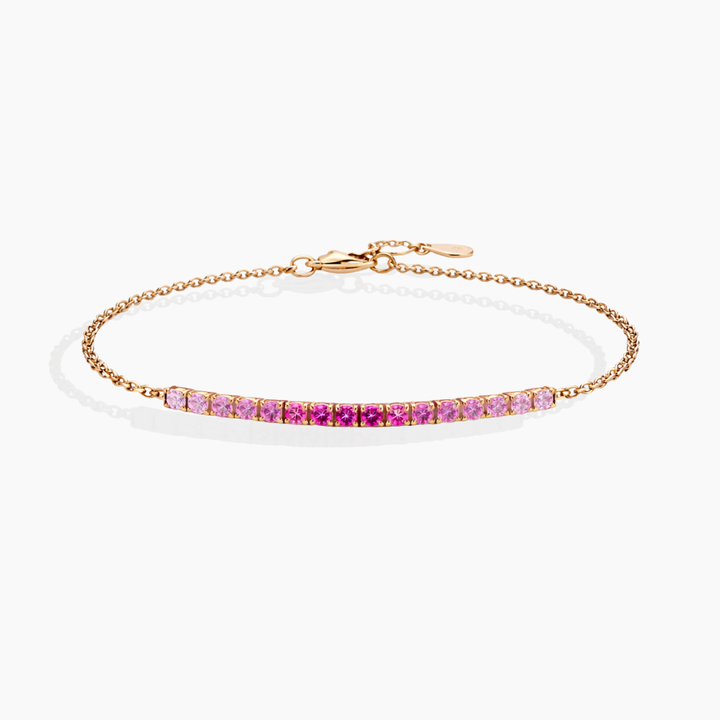 Pulsera Tramo Degradé Zafiros Rosas Oro Rosa