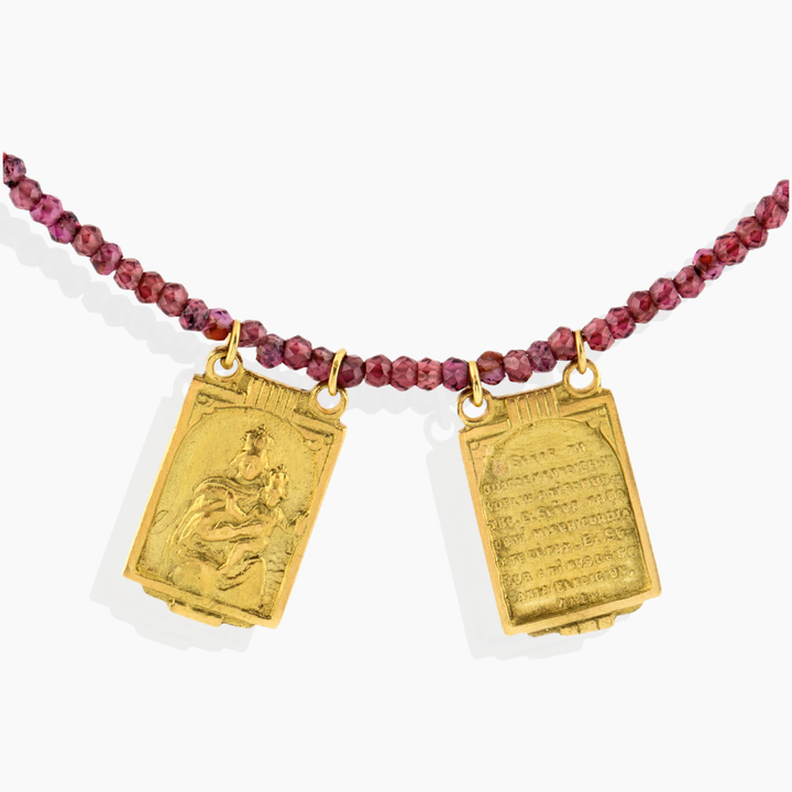 Escapulario Oro Espinelas Rosas