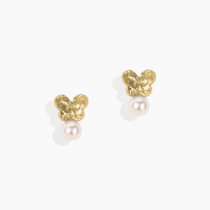 Mariposa Mini — Pendientes de oro 18k con perlas