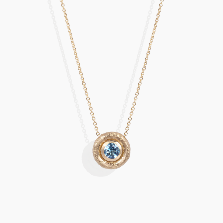 Colgante Bubbles Oro Amarillo Topacio Azul