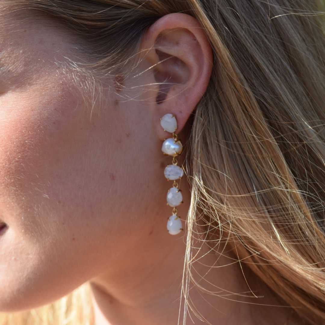 Pendientes Largos Perla Adularia