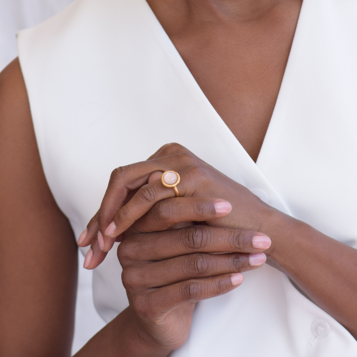 Fusion Ring with Rose Quartz 
