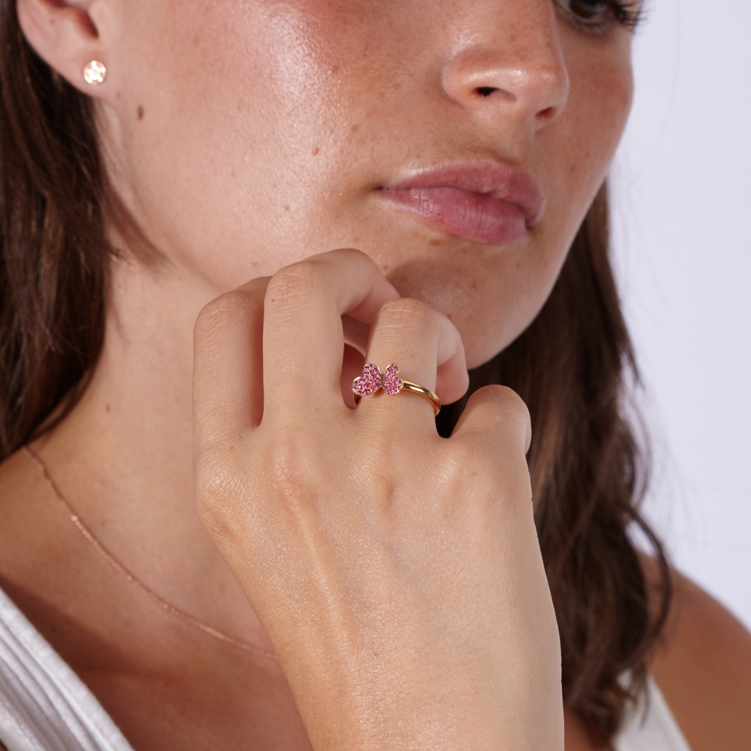 Medium Ring Rose Gold Butterflies Collection and Pink Sapphires 