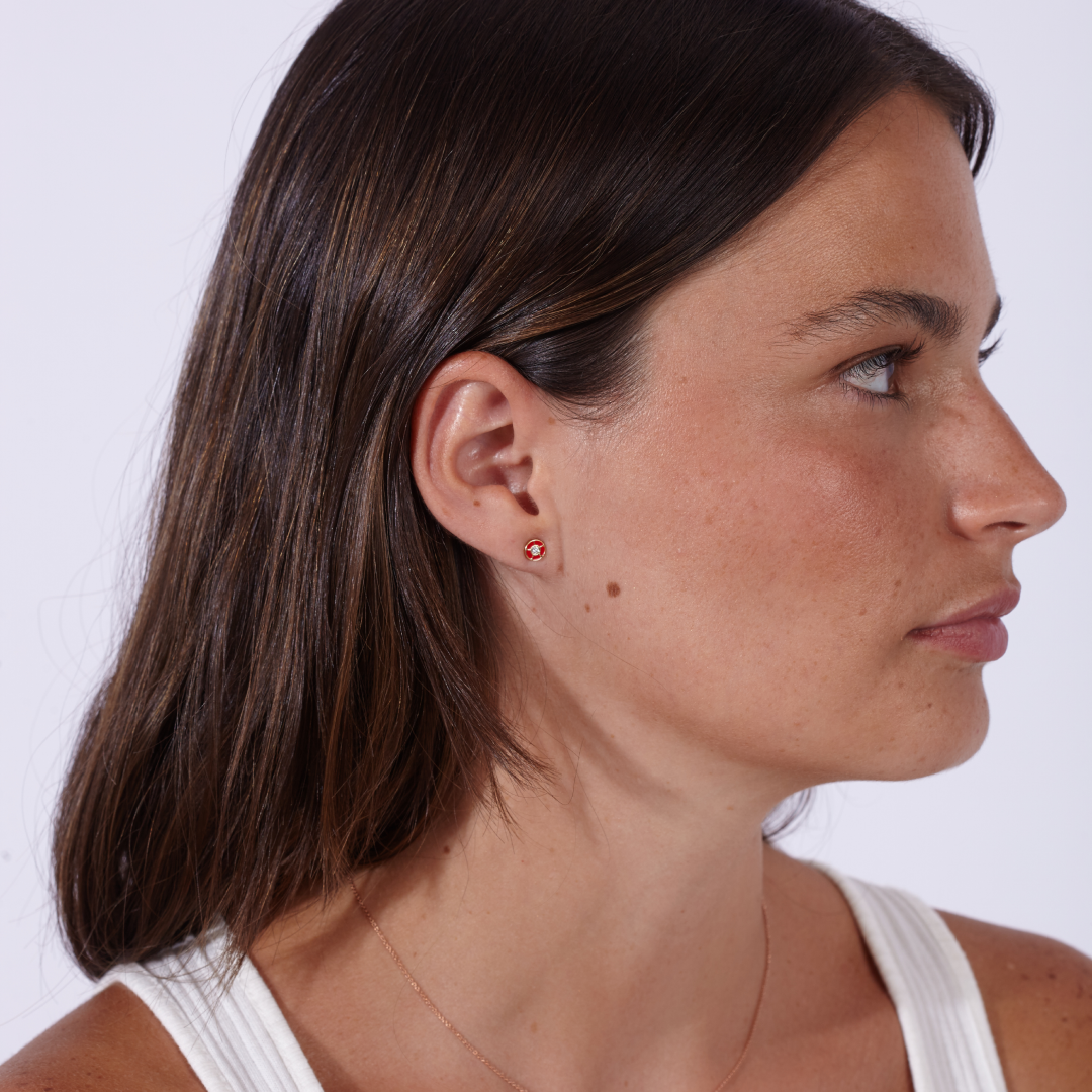 Pendientes Geometría Rojo Diamantes
