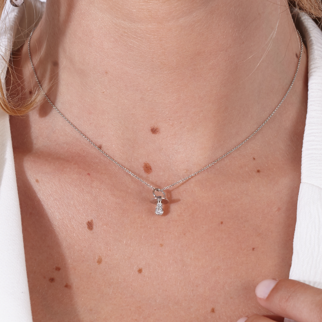 Colgante Chupete Oro Blanco Diamantes