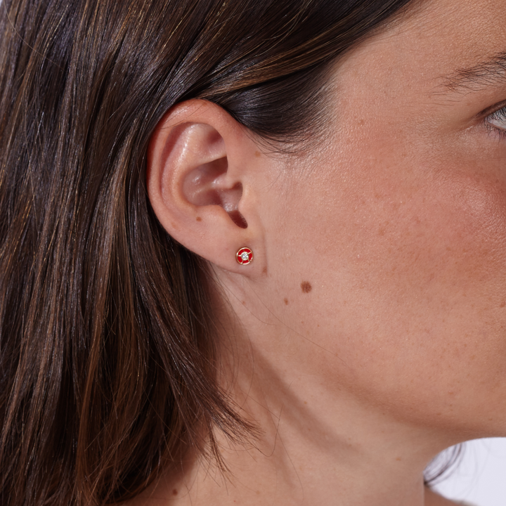 Pendientes Geometría Rojo Diamantes