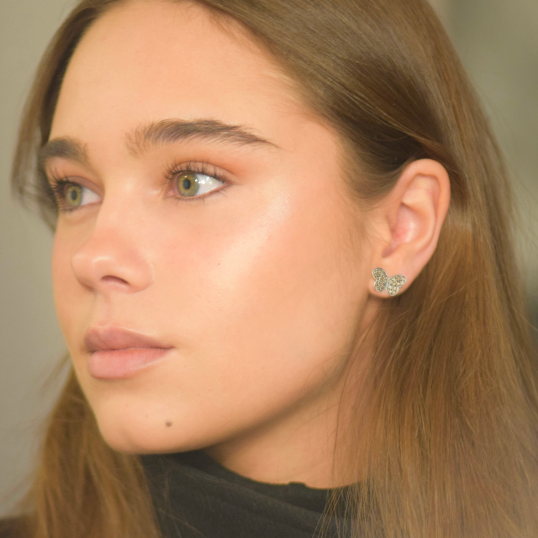 Pendientes M Mariposas Diamantes Brown