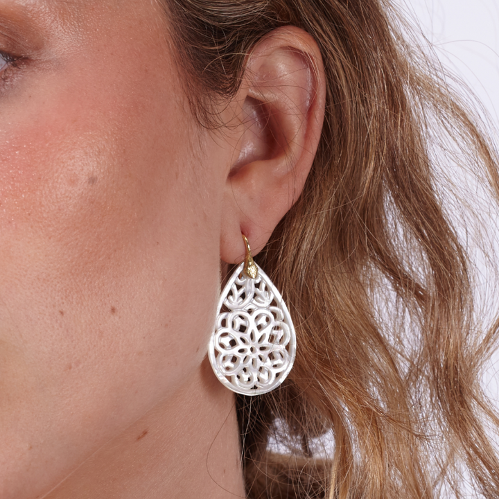 White Mother of Pearl Monaquelas Earrings