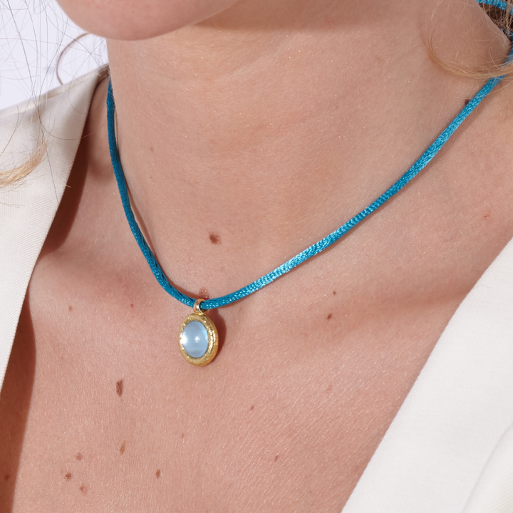 Collar Fusión Oro Amarillo Topacio Azul