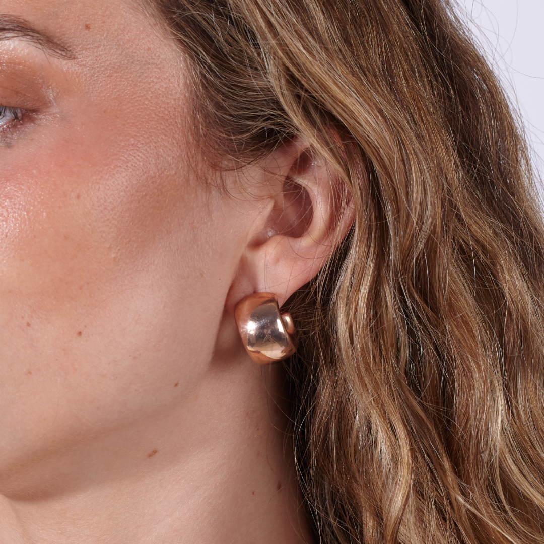 Pendientes 925 Aros Gruesos Oro Rosa Brillante
