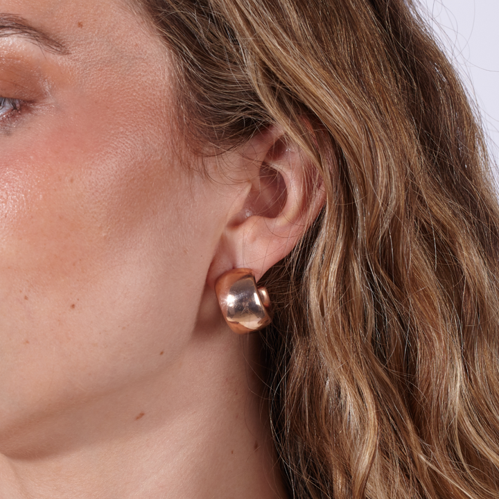 Pendientes 925 Aros Gruesos Oro Rosa Brillante