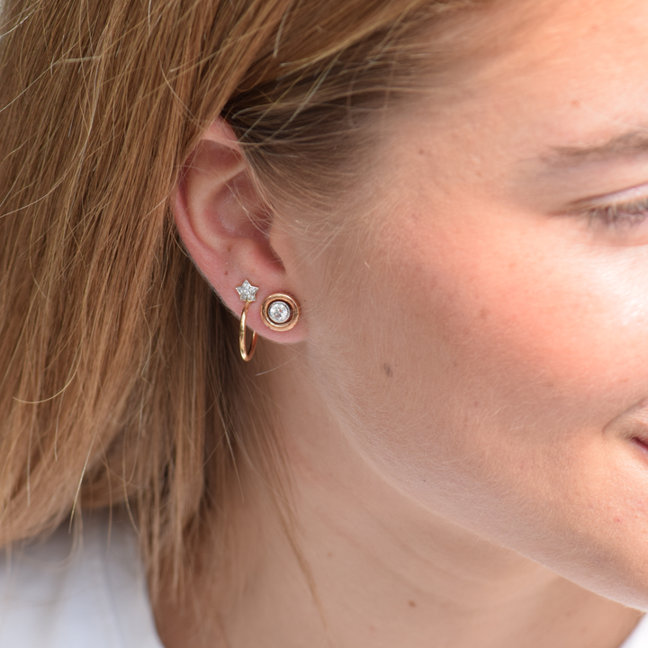 Rose Gold Diamond Star Hoops