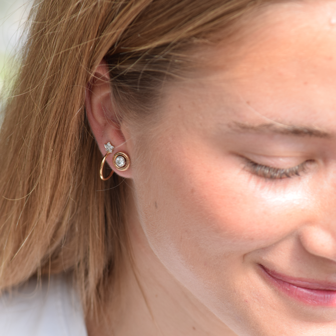 Rose Gold Diamond Star Hoops