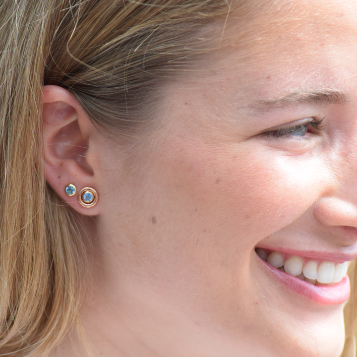 Pendientes Bubbles Oro Amarillo Topacio Azul