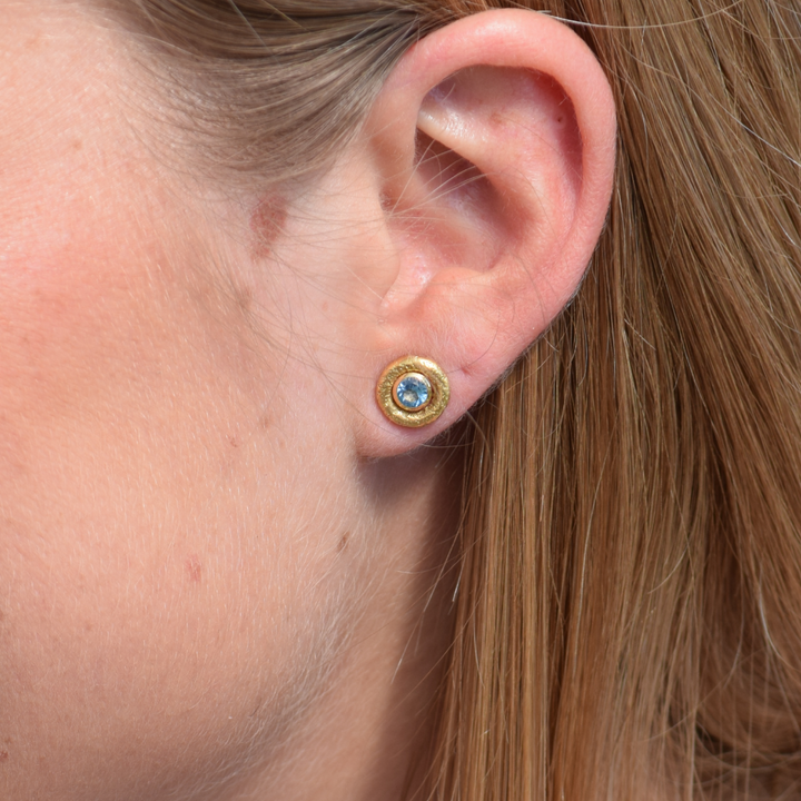 Pendientes Bubbles Oro Amarillo Topacio Azul