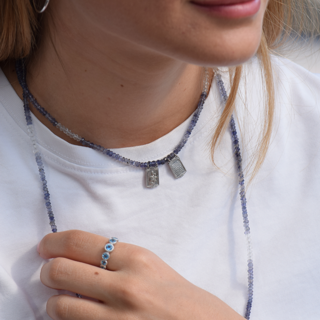 Collar Escapulario Plata y Turquesas