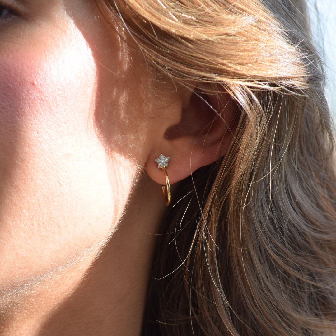 Rose Gold Diamond Star Hoops