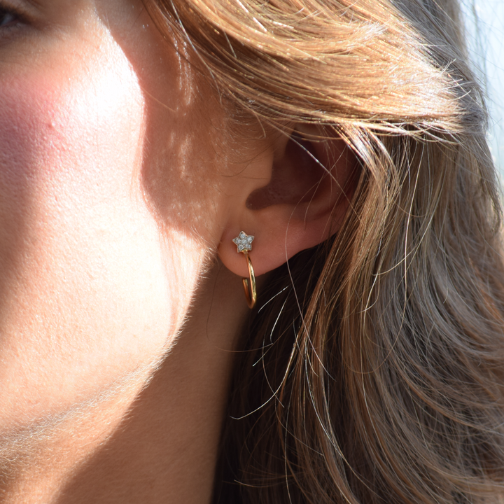 Rose Gold Diamond Star Hoops