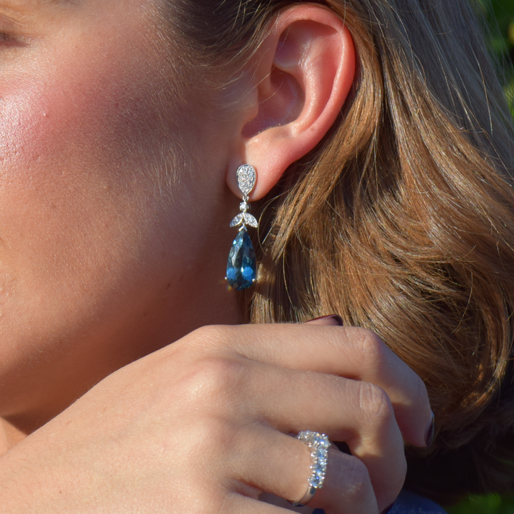 Pendientes Topacio Azul London Diamantes