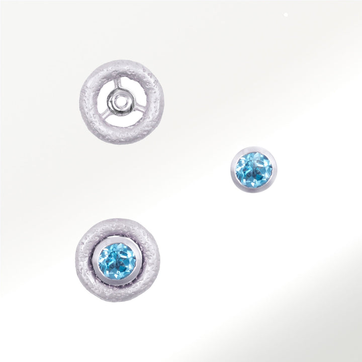 Pendientes Bubbles Oro Blanco Topacio Azul