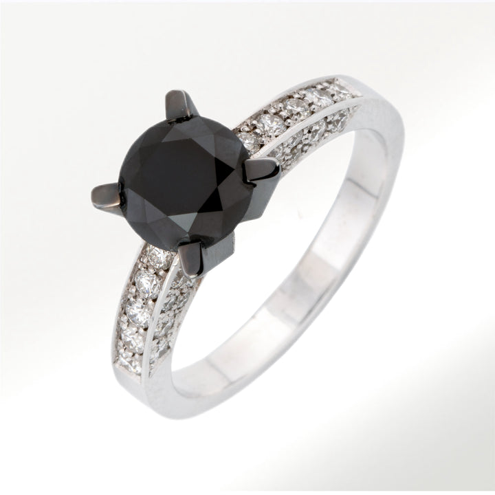 Sortija Diamante Negro y Blancos