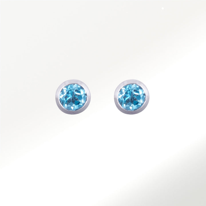 Pendientes Bubbles Oro Blanco Topacio Azul