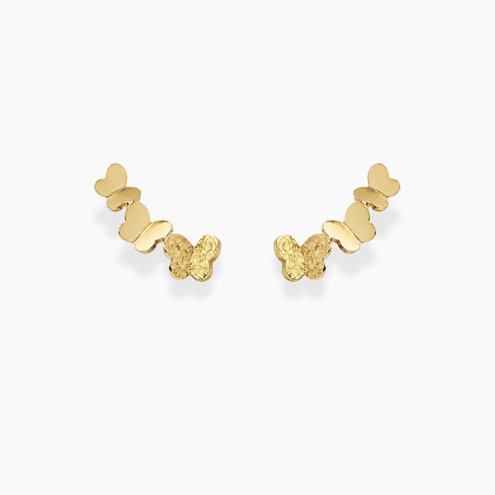 Pendientes Trepadores Mariposas Oro Amarillo 18k
