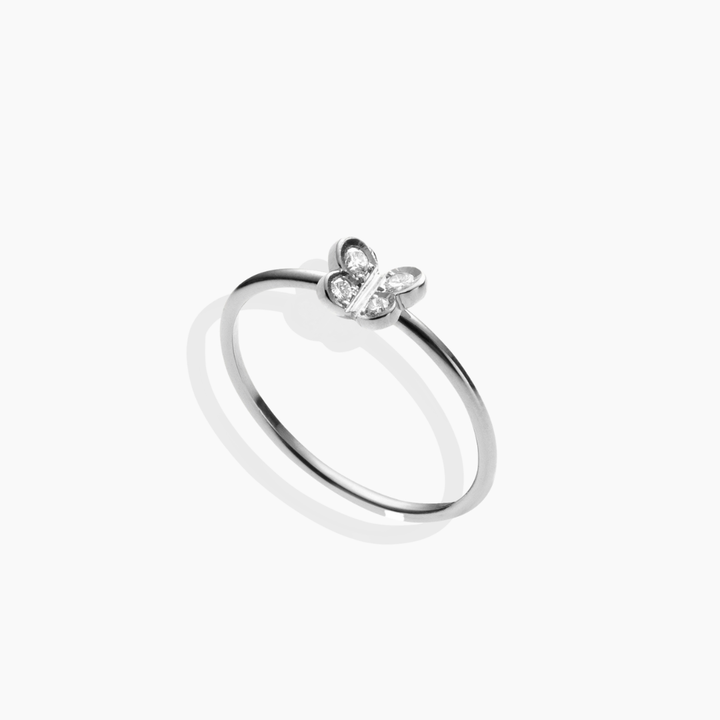 Anillo Mariposa Mini Oro Blanco Diamantes